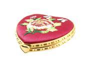 Unique Bargains Floral Decor Padded Double Side Cosmetic Compact Mirror Red