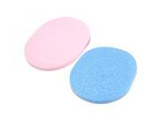 Women Pink Blue Oval Sponge Makeup Beauty Cleaning Powder Puff 2Pcs