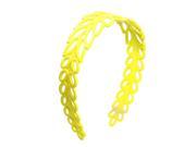 Yellow Plastic Width Hollow Leaf Design Hair Ornament Hair Hoop for Ladies