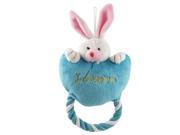 Unique Bargains Blue Loving Heart Two tone Ears Rabbit Roped Squeaky Toy for Pet Dog