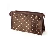 Unique Bargains Polyester Material Zippered Off White Pentagram Dot Prints Brown Cosmetic Makeup Bag
