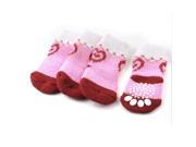 Unique Bargains 2 Pairs White Pink Hearts Printed Stretchy Pet Doggie Dog Puppy Socks
