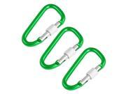 Unique Bargains Unique Bargains 3 x Silver Tone Screw Locking Spring Loaded Gate Green Carabiners Hooks