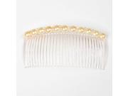 Unique Bargains Beige Manmade Beads Decor 29 Teeth Plastic Hair Clip Comb for Lady