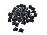 50 x Rectangle Self adhesive 10mm Cable Tie Mount Clips Black