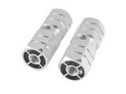 Bike Grooved Nonslip Front Rear Axle Foot Pegs Silver Tone Pair