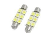 Unique Bargains Unique Bargains DC 12V 41mm 6 LED 5050 SMD Car Interior Festoon Dome Roof Light White 2 Pcs