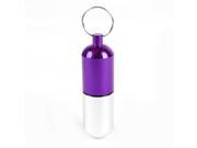 Portable 8cm Length Purple Silver Tone Alloy Shell Cosmetic Makeup Case w Hook