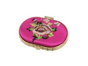 Foldable Ellipse Style Double Side Padded Makeup Compact Mirror Fuchsia
