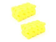 2Pcs Durable Practical Perforated Water Absorbent Car Wash Sponge Yellow