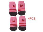 2 Pair Elastic Cuff Antislip Warm Knitted Winter Pink Socks for Doggy Pet