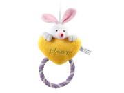 Unique Bargains Squeaky Rabbit Puppy Plush Squeaker Toy w Tug Rope for Pet Dog