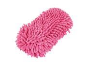 Durable Practical Microfiber Chenille Car Wash Sponge w Elastic Hand Strap Pink