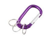 Hiking Camping Spring Loaded Gate D Shape Purple Carabiner Hook Pouch Holder