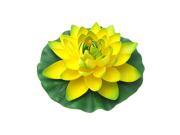 Unique Bargains Yellow Green Man made Lotus Fish Tank Decor Ornament