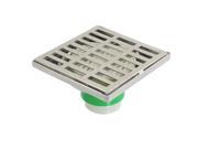 Home Kitchen Square Stainless Steel Filter Floor Drain Silver Tone