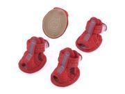 Unique Bargains 2 Pairs Rubber Sole Red Mesh Sandals Yorkie Chihuaha Dog Shoes Size L