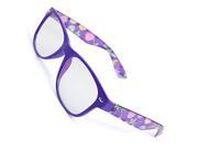 Unique Bargains MC Lens Flower Accent Plastic Arms Purple Plain Glasses