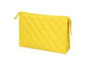 Unique Bargains Women Grid Pattern Rectangle Travel Case Cosmetic Makeup Zipper Bag Yellow