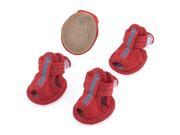 Unique Bargains 2 Pairs Rubber Sole Red Mesh Sandals Yorkie Chihuaha Dog Shoes Size XS