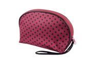 Unique Bargains Women Zipper Red Polyester Cosmetic Makeup Pouch Bag Beauty Tool w Black Wrist Strap