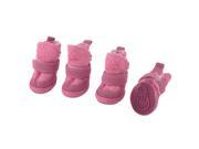 2 Pairs Pink Running Paw Printed Hook Loop Fastener Pet Dog Shoes Booties XXS