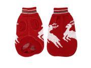 Unique Bargains Winter Warm Red White Turtleneck Deer Printed Pet Dog Doggy Sweater XS