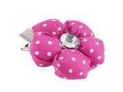 Unique Bargains Fuchsia Dots Floral Accent Silver Tone Alligator Hairclip Hair Pin for Puppy