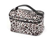 Unique Bargains Leopard Print Mirror Pockets Polyester Makeup Cosmetic Bag for Lady
