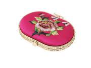 Unique Bargains Pocket Magenta Butterfly Button Mirror for Lady Makeup