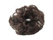 Unique Bargains Medium Dark Brown Faux Hair Wedding Elastic Band Curly Hairpiece Wig Bun
