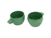 Hamster Parrot Bird Cage Hanging Water Food Feeder Cup Bowl Green 5cm Dia 2pcs