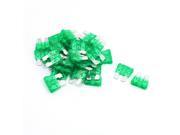 Unique Bargains Vehicle Car 30A 30Amp Green Two Prong Blade Power Wire ATC Fuse 30pcs