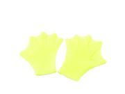 Unique Bargains Pair Soft Silicone Swimming Diving Webbed Gloves Yellow