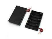 Unique Bargains 5.9 Cable Black Plastic 6 x 1.5V AA Battery Cell Box Holder 2pcs