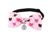 Unique Bargains Heart Printed Bell Decor Pet Dog Doggy Adjustable Bowtie Collar Baby Pink