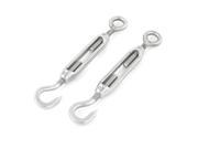 Unique Bargains 2 x 304 Stainless Steel Hook Eye Turn Buckles 3.8 5.1 for Wire Rope Cable
