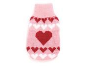 Unique Bargains Winter Turtleneck Heart Print Pet Dog Doggie Apparel Sweater Pink Red XXS