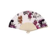 Unique Bargains Classical Style Floral Pattern Summer Wedding Fabric Folding Hand Fan Light Pink