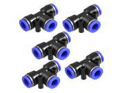 Unique Bargains 5 Pcs 10mm to 10mm 3 Ways Push in One Touch Tee Shaped Quick Fittings