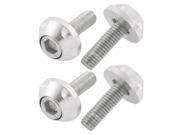 4 Pcs Silver Tone Round Metal Car License Plate Frame Screw Cup
