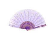 Purple Carved Plastic Frame Hollow Out Ribs Foldable Dancing Hand Fan