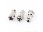GX16 4 4 Pin 16mm Male to Female Panel Metal Connector Aviation Plug 3Pcs