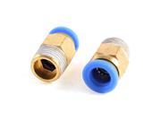 2 x Industry 16mm Hole 10mm Male Thread Straight Push in Tube Quick Fitting