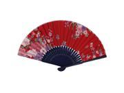 Chinese Style Floral Pattern Summer Wedding Fabric Folding Hand Fan Red Blue