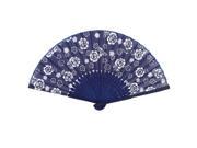 Unique Bargains Bamboo Ribs Florals Printed Chinese Minority Fabric Foldable Craft Hand Fan