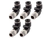 Elbow Design 4mm Hole 1 8 PT Threaded Pneumatic Quick Joint Connector 5 Pcs