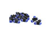 10 Pcs Black Blue 6mm to 6mm Tee Union Air Pneumatic Push In Fittings Connectors
