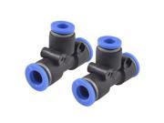 Unique Bargains Air Pneumatic Tee Adapters 8mm to 6mm One Touch Quick Connectors 2 Pc