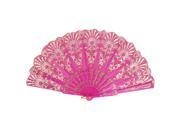 Unique Bargains Chinese Style Wedding Party Dancing Flower Print Hand Held Fan Fuchsia